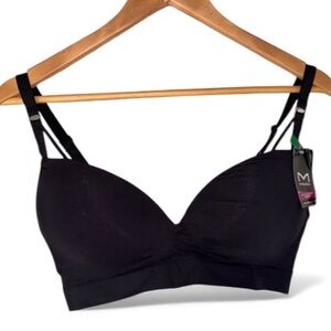 Maidenform black bra large DD seamless foam bralette NEW soft no underwire